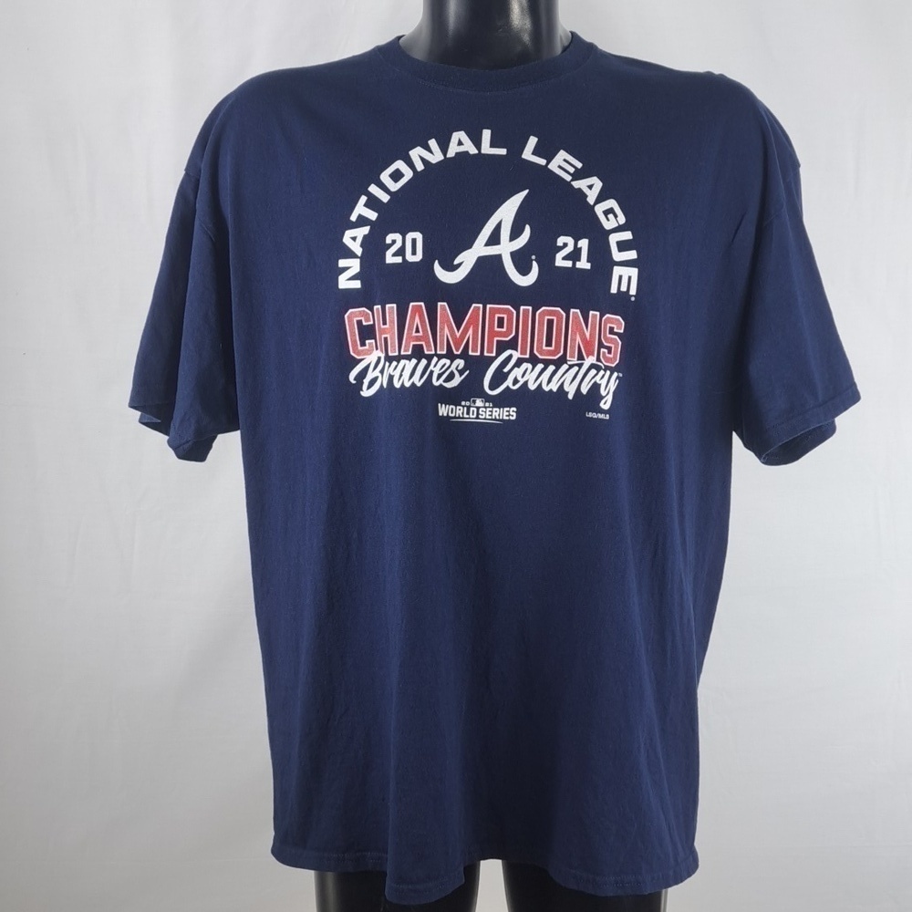 2021 Atlanta Braves MLB National League Champions Men's 2XL blue & red t-shirt